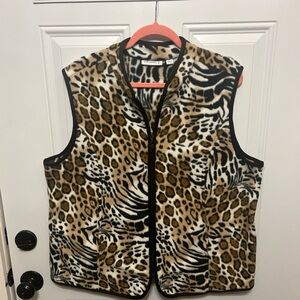 Susan Graver Animal Print Fleece Vest NWOT